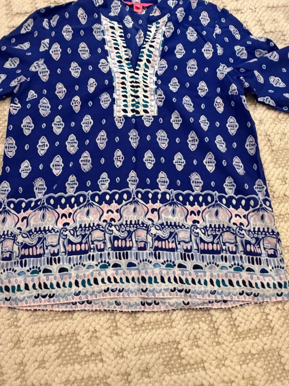 Lilly Pulitzer Royal Blue & White Printed Tunic